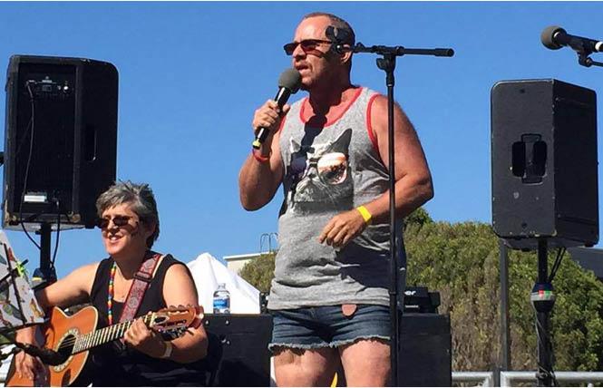 Nick Lawrence performing with wife, Donna Lawrence, at Trans Pride 2018. Photo: Courtesy Nick Lawrence